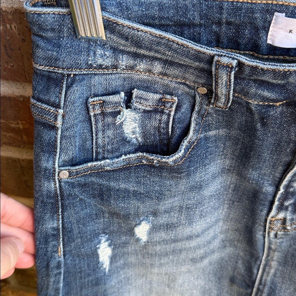 RISEN Ladies S Denim Distressed Jean Skirt - Picture 5 of 8
